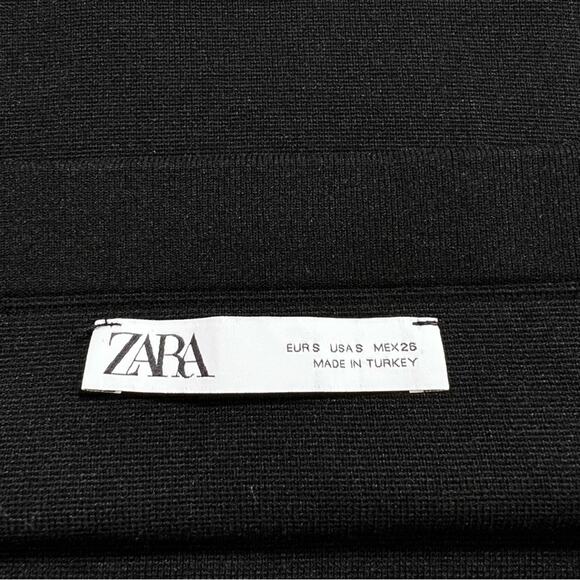 ZARA Ribbed Foldover Crop Top Size S in Black - Picture 9 of 10